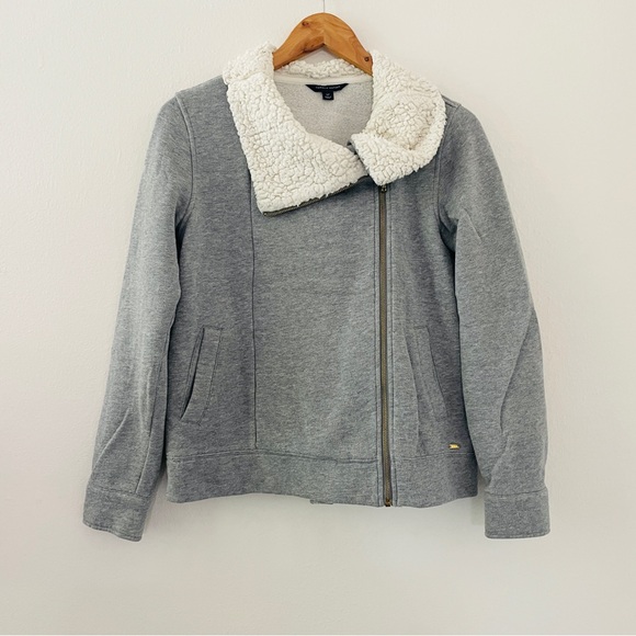 Tommy Hilfiger Gray Faux Sherpa Lined Zip Up Jacket - Picture 1 of 4